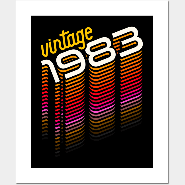 Vintage Made in 1983 ))(( Retro Birthday Year Gift Wall Art by darklordpug